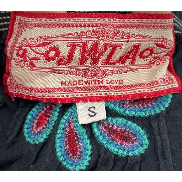 Johnny Was JWLA Black Dress Off Shoulder Long Sleeve Floral Embroidered Size S - Picture 8 of 12